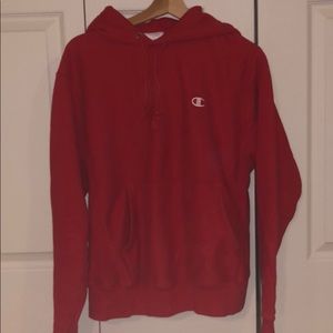 Small red champion hoodie